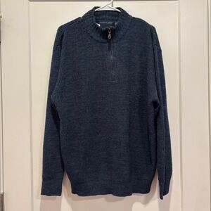 Northern Isles Mens Quarter Zip‎ Sweater Navy Blue Marl Knit Pullover Large